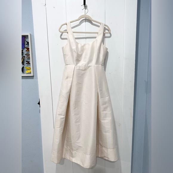 Karen Millen Lydia Millen Petite Taffeta Full Skirt Tailored Midi Dress Cream 6P - Picture 4 of 10
